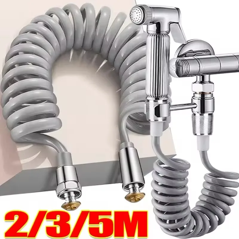 1.5/2/3/5M Large Flow Spring Flexible Retractable Hose For Showerhead Toilet Bidet Water Pipe Plumbing Bath Spiral Shower Hose