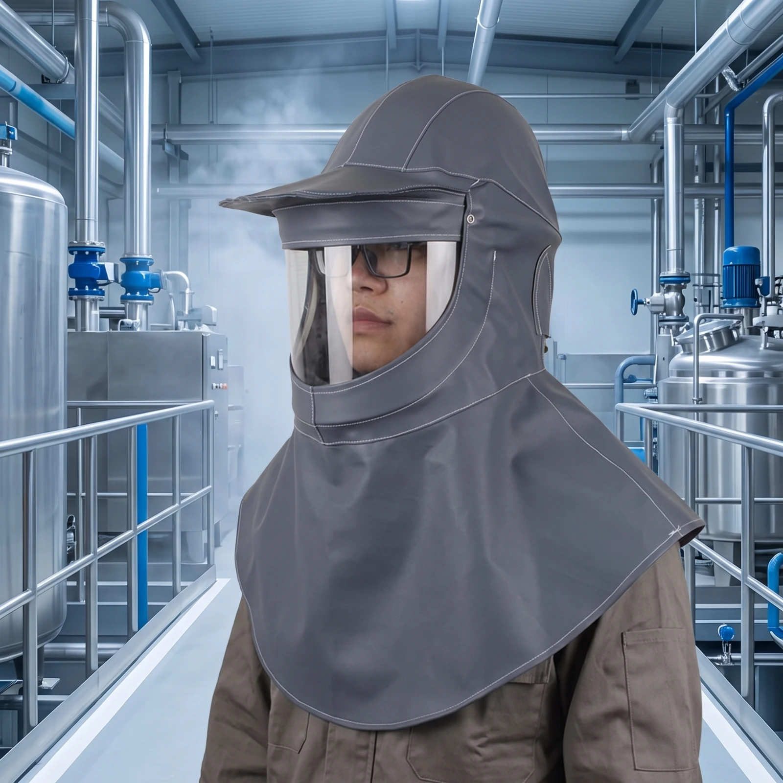 Sandblasting Hood Full-Coverage Guarding Hood with Face Visor Dustproof Helmet for Workers Painters Sanding Paint Spraying