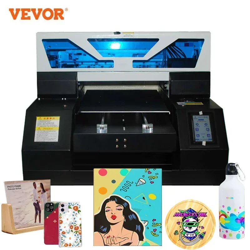 

VEVOR A3 19 UV Flatbed Printer Automatic + Bottle Printer Surface Printer A3 Size For Bottle Phonecase Metal Acrylic Wood Glass