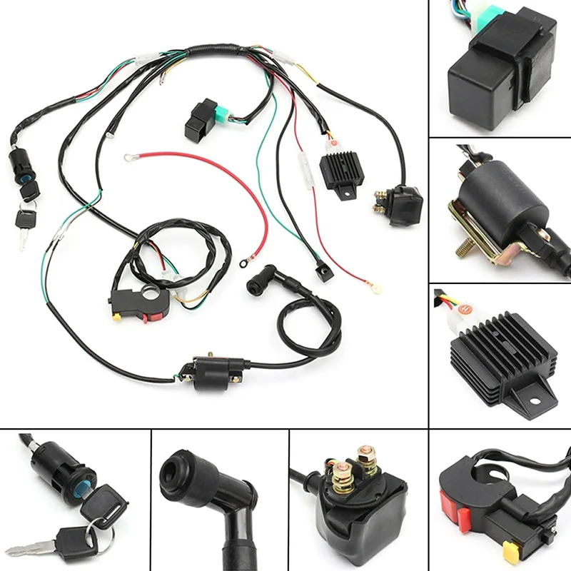 50 70 90cc 110cc 125cc Wiring Harness Loom Solenoid Coil CDI Quad Dirt Bike ATV 2022 New Update