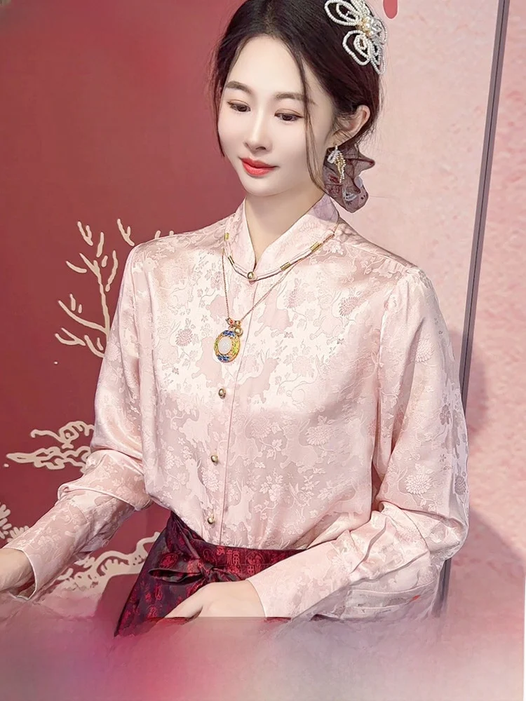 

Young Sle Silk irt for Women in Pink New Chinese Sle Wedding Dr Young Model Silk Top with Long Sves And ...