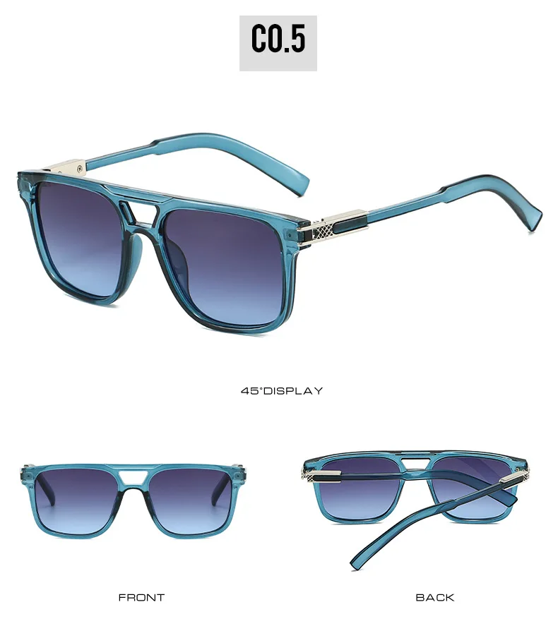 2025 neue Doppelstrahl-Quadrat-Sonnenbrille, Markendesigner, Gitter, Mode, Fahren, Reisen, Urlaub, Sonnenschutz, Brille, Oculos – Detail 11