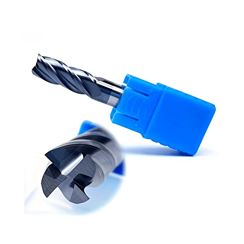 

5 Piece Carbide Square End Milling Cutter Suit，1/2 Inch Handle，HRC 45 Degree Single End 4 Blade，AlTiN Coating，Suitable
