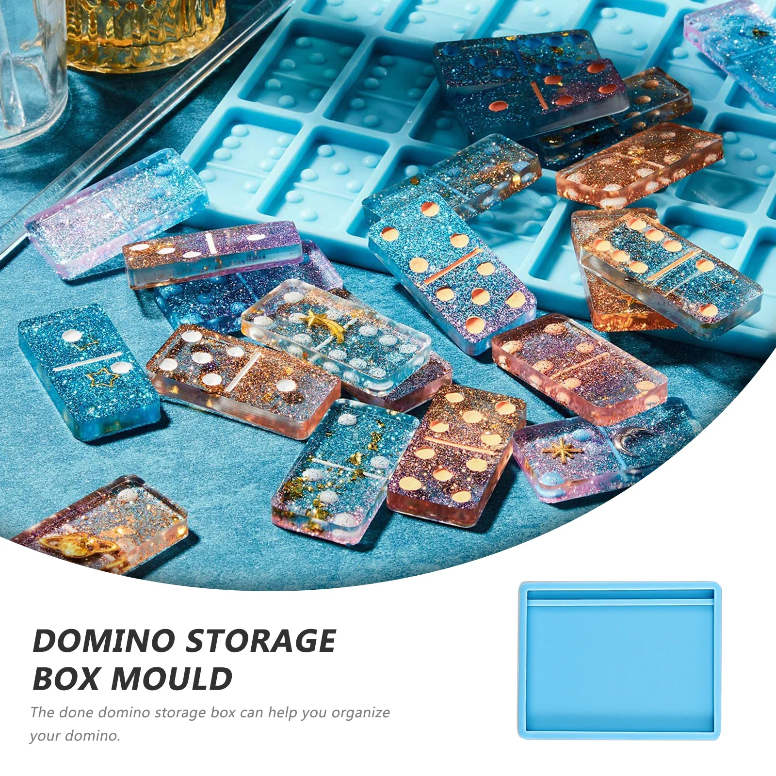 

1 Set Silicone Mold For Domino Box Resin Casting Diy Storage Case Craft Mould Flexible Reusable Dried Flowers Glitter Inlay