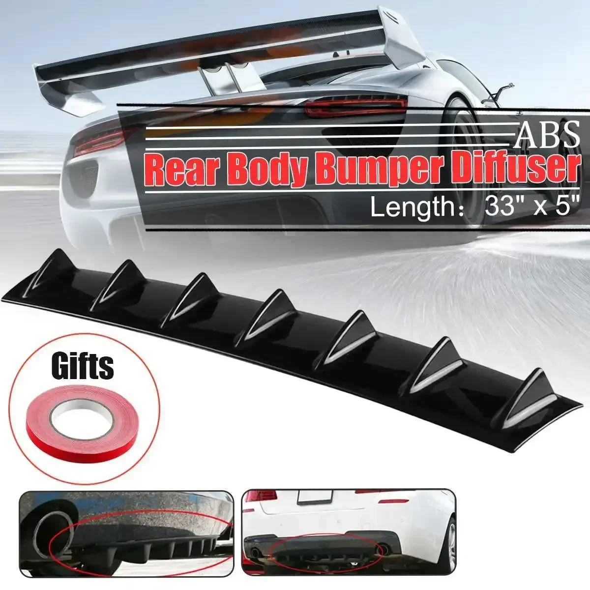 Universal Car Rear Rear Shark Fin Bumper Diffuser Lip Protector Spoiler For Ford For Focus For Renault For Lada For Chevrolet