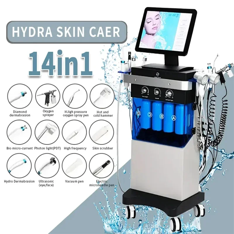 14 In 1 Diamond Peeling Hydro Microdermabrasion Oxygen Jet Aqua Facials Skin Care Cleaning Hydra Dermabrasion Facial Machine