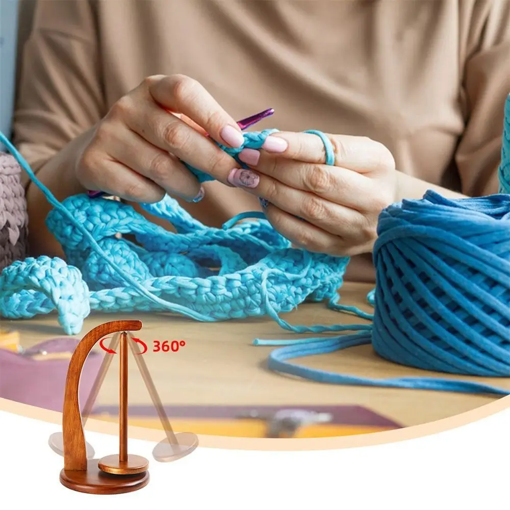 Durable Yarn Holder for Crochet Accessories Wooden Yarn Spinner Rotatable Magnetic Levitation Yarn Ball Storage