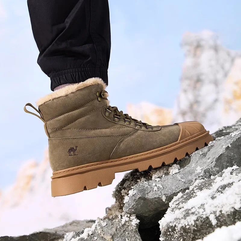 Botas de caminhada GOLDEN CAMEL para homens e mulheres botas de inverno mais veludo quente sapatos de caminhada escalada amortecimento antiderrapante fundo grosso