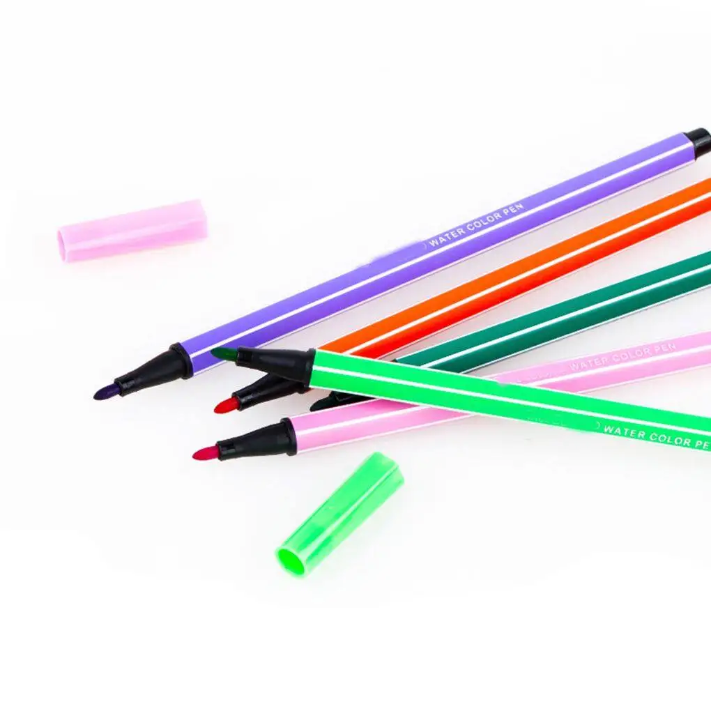 24pcs Color Washable Watercolor Water Brush Pen Painting Drawing Coloring Marker Calligraphy Lettering Pencil