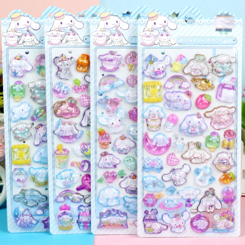 4PCS Anime Sanrio Kuromi Hellokitty Hangyodon Cinnamoroll 3Dtransparante Jelly Sticker Kristal Decoratieve Stickers Casesdiy Speelgoed