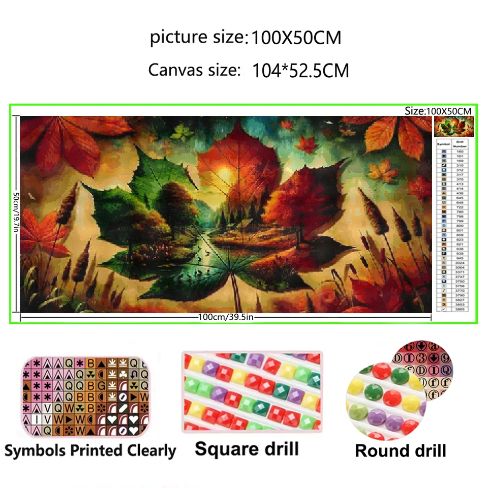 5D Large DIY Diamond Painting Fantastic Maple Leaves Autumn Seasons Landscape Full Square/Round Diamond Mosaic Embroidery