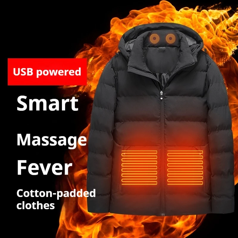 

Heatable Graphene Winter Jacket Men's Warmth USB Charging Electric Thermal Clothing Cotton Jacket Motorcycle Street Gear