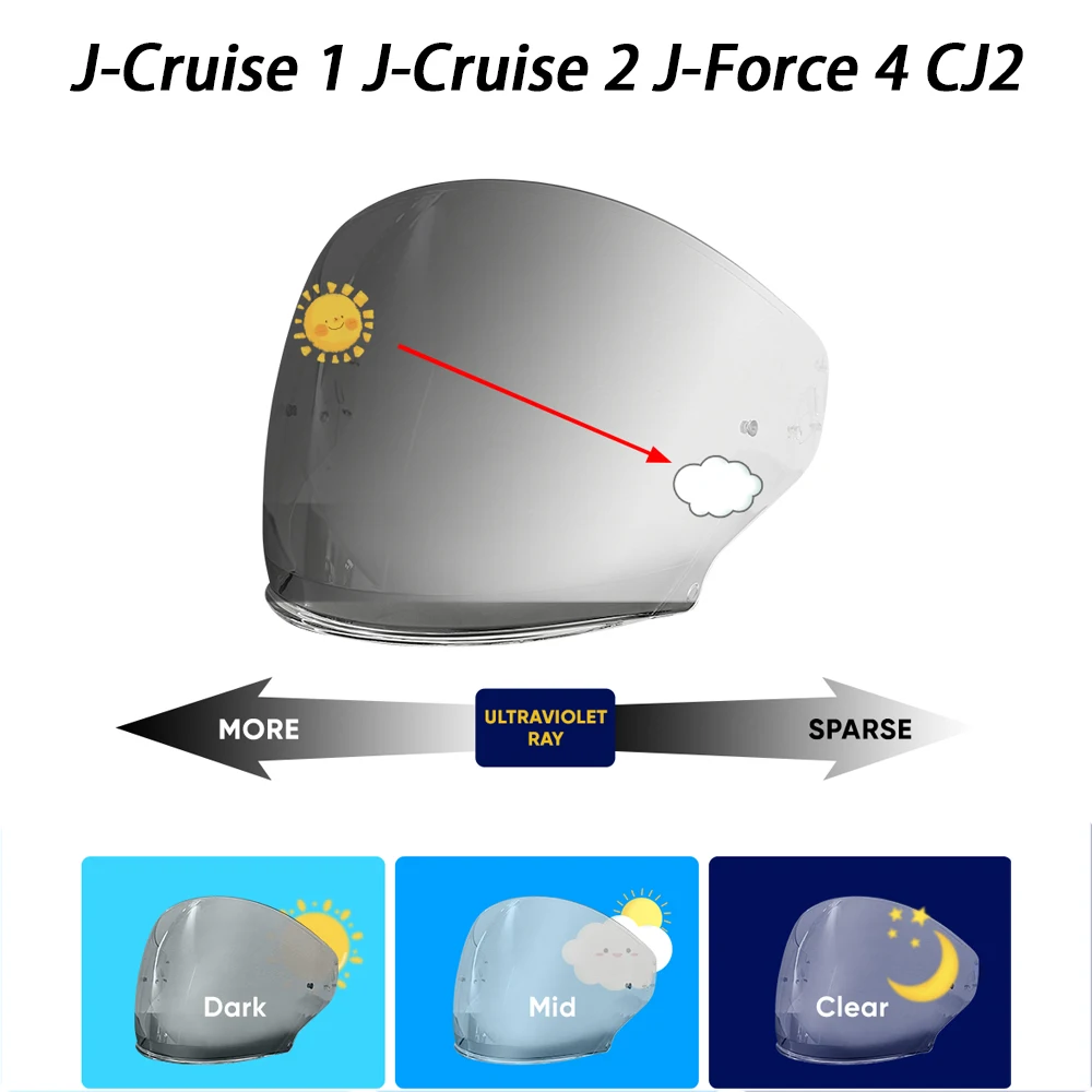 

Хромические линзы для шлема Shoei J-Cruise 1 2 J-Force 4 CJ-2, фотохромный козырек, защита от ультрафиолета, Casco Moto Visera, солнцезащитный козырек