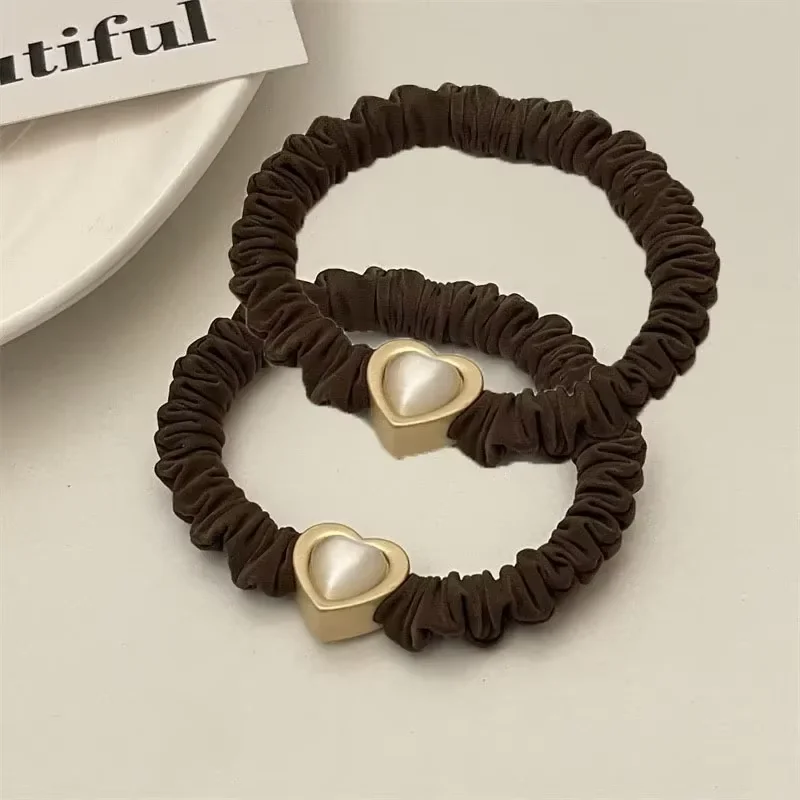 2pc New Korean Heart Rubberband Women Girls Child Elastic Hair Bands Hair Ties Rings Rope for Hair Accessories Gum Scrunchy