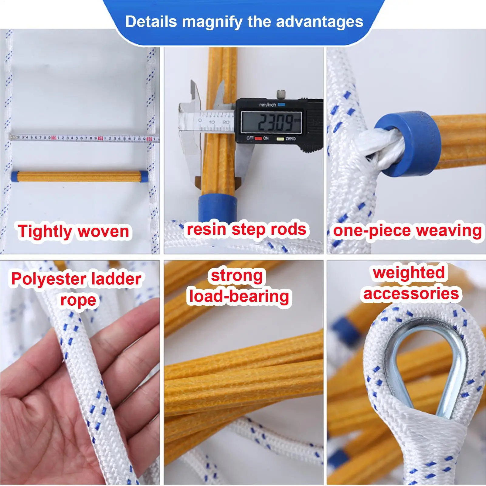 

Folding Marine Rope Ladder Heavy Duty Climbing Rope Safety Equipment for Yacht Canoeing High-Altitude Work Roof Access