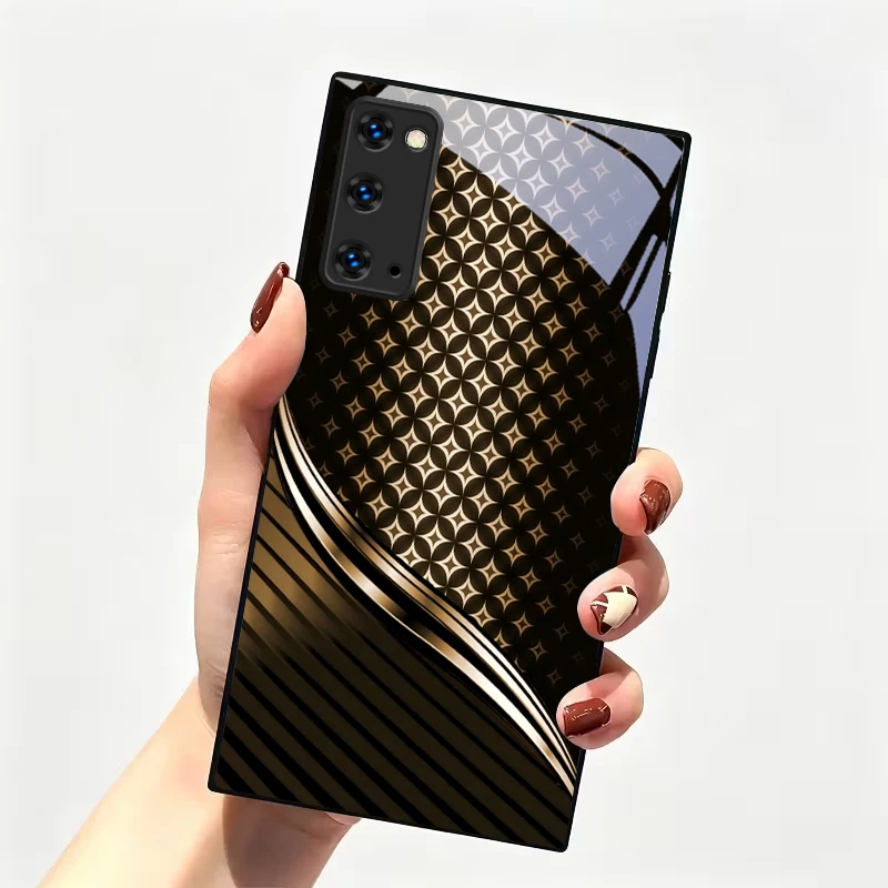 Coque de téléphone en verre noir à motif doré circulaire pour Samsung Galaxy S20 S21 S22 S23 Plus S24 FE S25 Edge S26 Ultra S25FE S20+ 5G