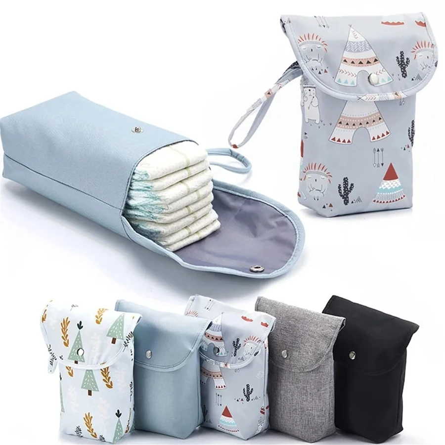 Random color - 2pc Baby Diaper Bag Outdoor Travel Portable Organizer Mini Nappy Bag Stroller Reusable Mummy Storage Diapers