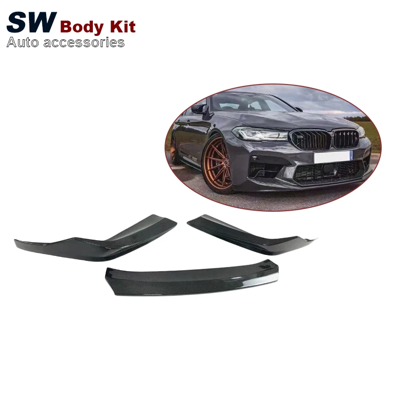 

High Quality 3PCS/SET MP Style Carbon Fiber Front Lip Front Bumper Lip Separator Chin Spoiler for BMW M5 F90 LCI 2021