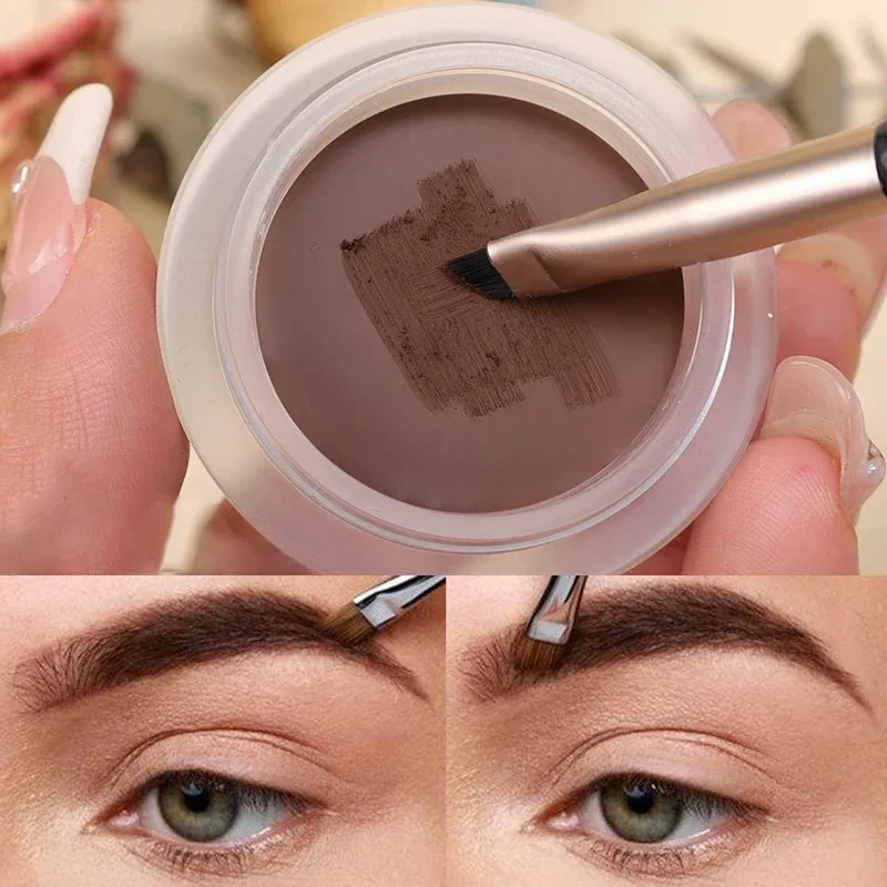 Creme delineador não-manchas com escova, impermeável, de longa duração, fosco, preto, marrom, fácil desgaste, maquiagem, cosméticos, 2 em 1