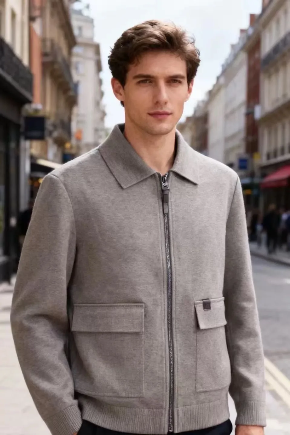 

Осень-зима, мужская вязаная шерстяная куртка с воротником-хомутом, длинная све, повседневная универсальная верхняя одежда, подставка на молнии