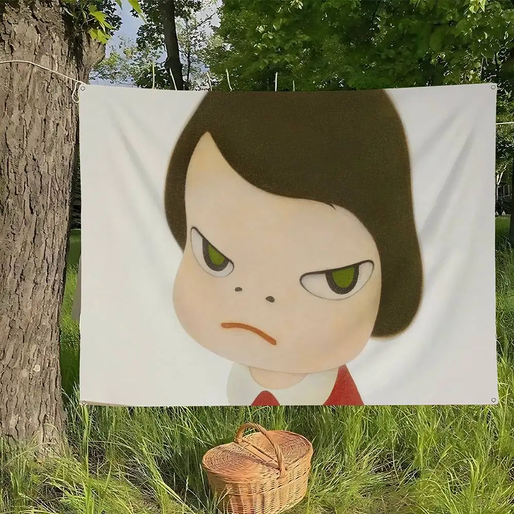 Beliebtes Kunstbanner mit Y-YoshitomoS N-Nara-Aufdruck, Große Flagge für Science-Fiction-Raum, Heimdekoration