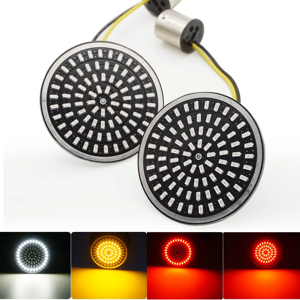 Motorcycle Bullet Turn Signal Indicator Light Lamp White/Amber LED  Light for Harley Sportster Touring Electra Glide Dyna FLSTF