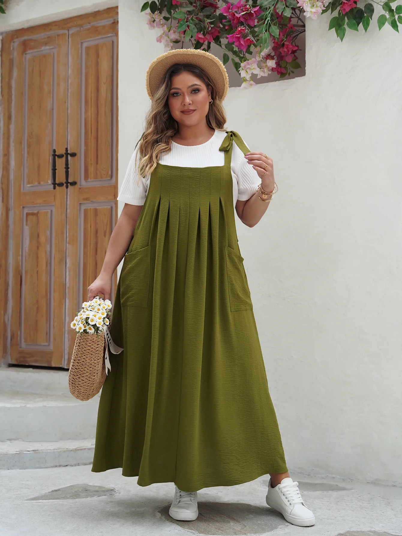 Trendy Sleeveless Halter Female Dress Loose Pleated Plus Size Women Clothing Elegant Vacation Casual Party Long Dresses