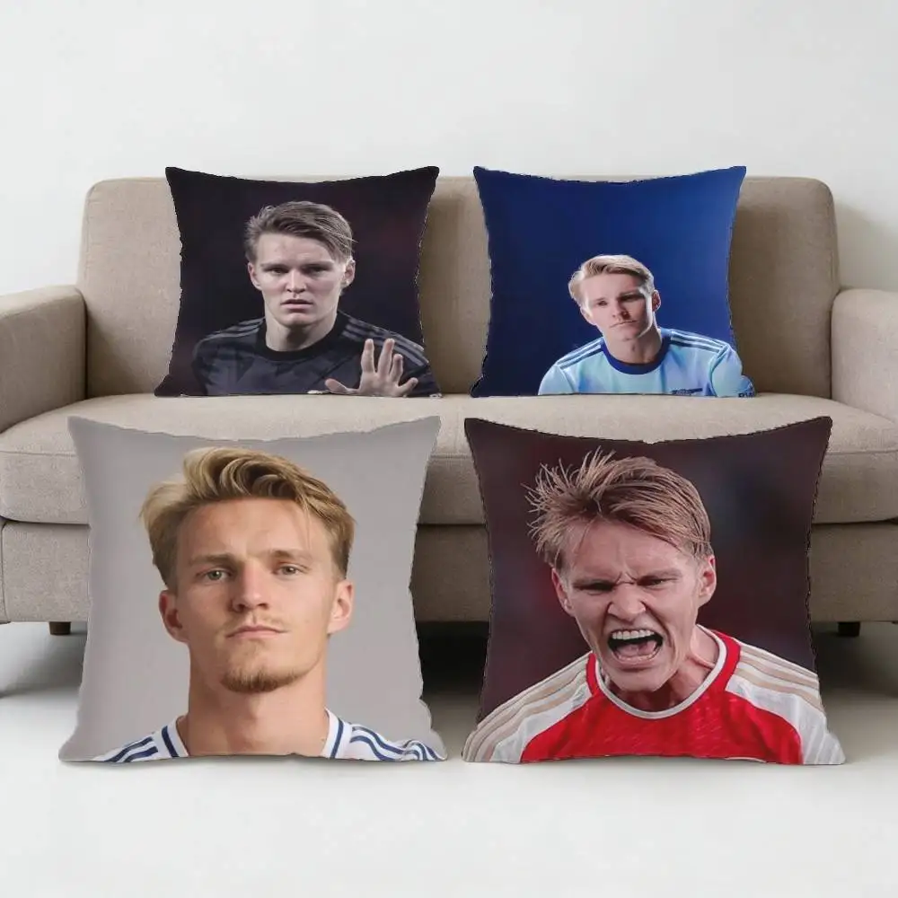 

Norway Martin 8 Odegaard Football Pillow Case Anti-dustmite Pillowcase Invisible zipper silky short plush Sofa cushion cover
