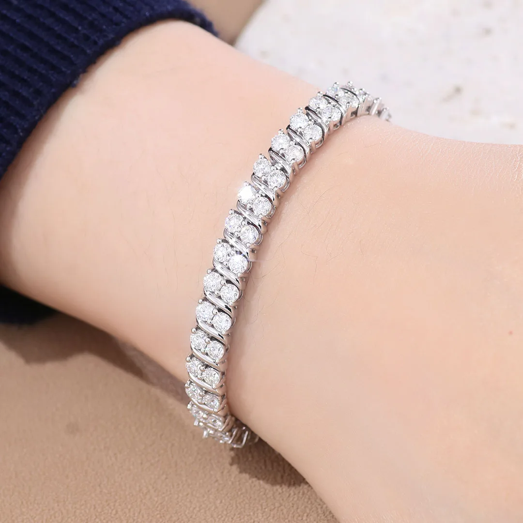 

Provence double row Tennis Bracelet 16cm 14K 18K White Gold DEF/VS Lab Diamonds Luxury wedding Bangles Women Men Jewelry Custom