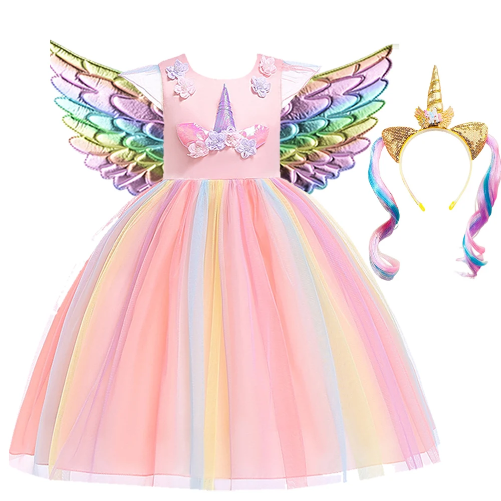Baby Girls Unicorn Tutu Dress Pastel Rainbow Princess Girls Birthday Party Dress Children Kids Halloween Unicorn Perform Costume image 2