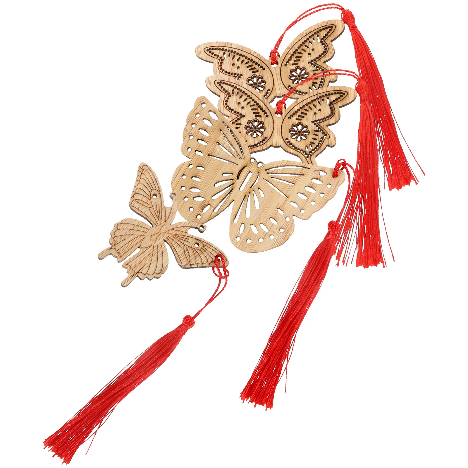 4 個の竹のしおり蝶の形の薄い軽量ブックページマーカー実用的な装飾読書用品ギフト