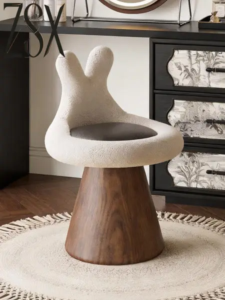 Rotatable makeup stool antique bedroom dressing stool chair cute Internet celebrity cream wind snail rabbit back chair