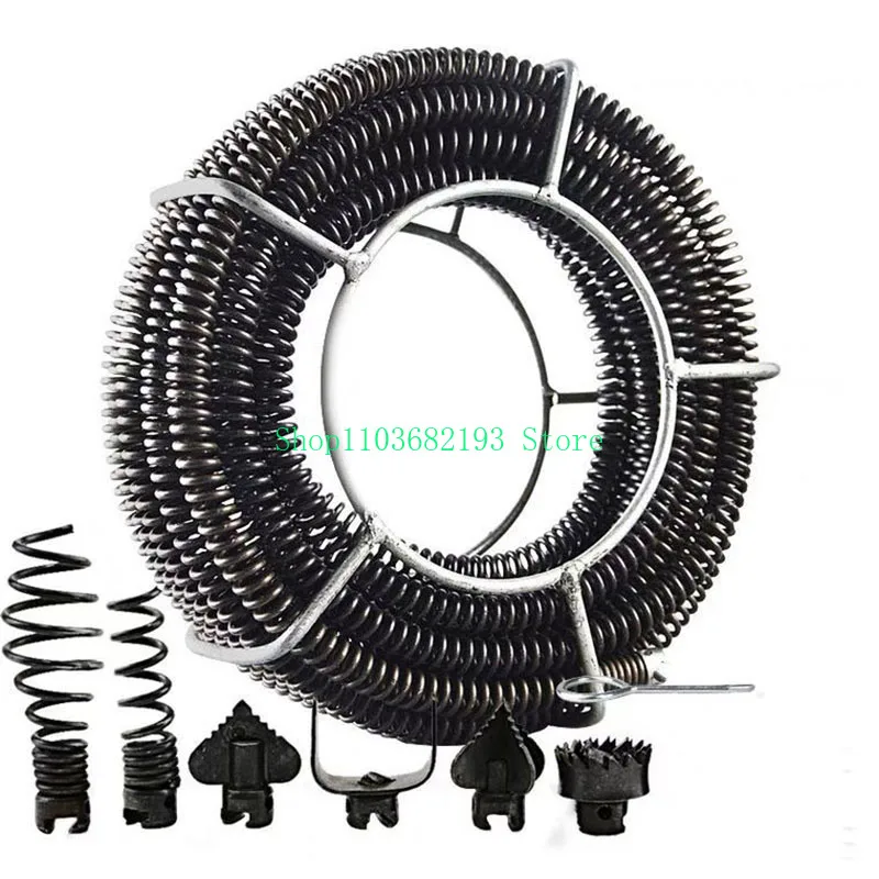 

15M Length Household Drain Pipe Dredger Extension Spring Set Sewer Dredger Compression Spring With Connector For 10-100MM Pipe F