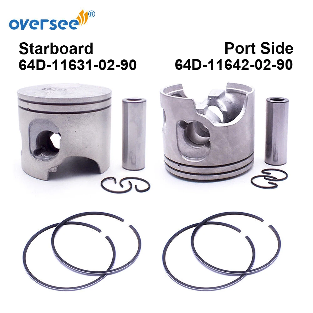 64D-11631-02-90 + 64D-11642-02-90 Piston & Ring Set For YAMAHA 2-Stroke 150HP 175HP 200HP Outboard 90mm