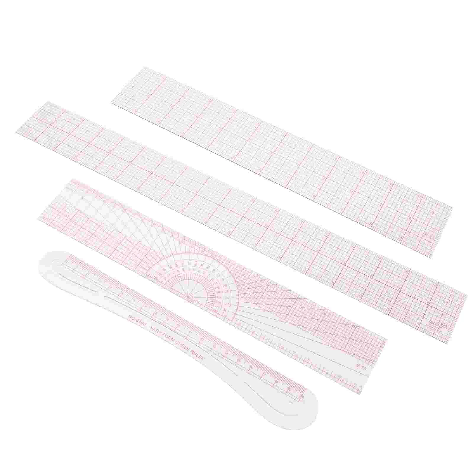 4 Pcs Clear Ruler Cutting Sewing Rulers and Guides for Fabric Quilting Supplies