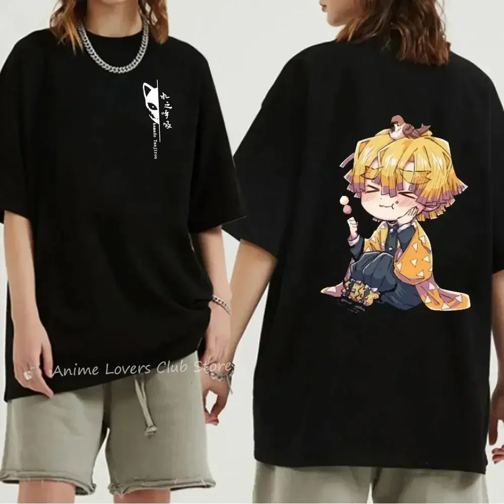 Camiseta con estampado de Demon Slayer para hombre, camisa de manga corta con cuello redondo, Anime japonés de gran tamaño, camisetas gráficas de moda, ropa para hombre