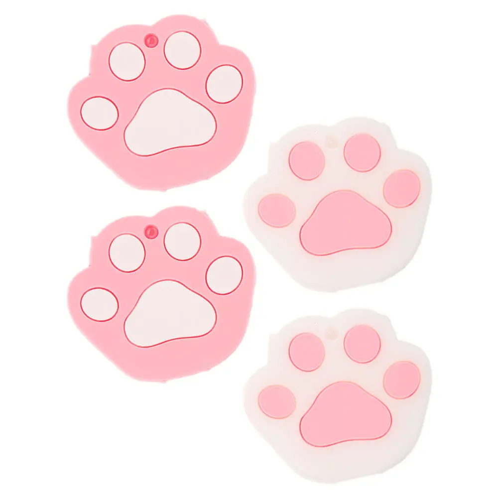 4Pcs Soft Silicone Cat Paw Key Covers Caps for Keys Lightweight Portable Cute Chic Design Key Identifier Covers Keychain