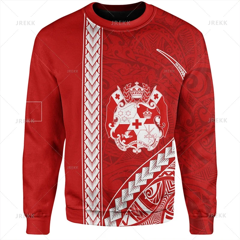 Mode Tongan Flagge Grafiken Sweatshirt lässig Frühling Herbst Langarm National Emblem 3d gedruckt Hoodie lose Straße Pullover