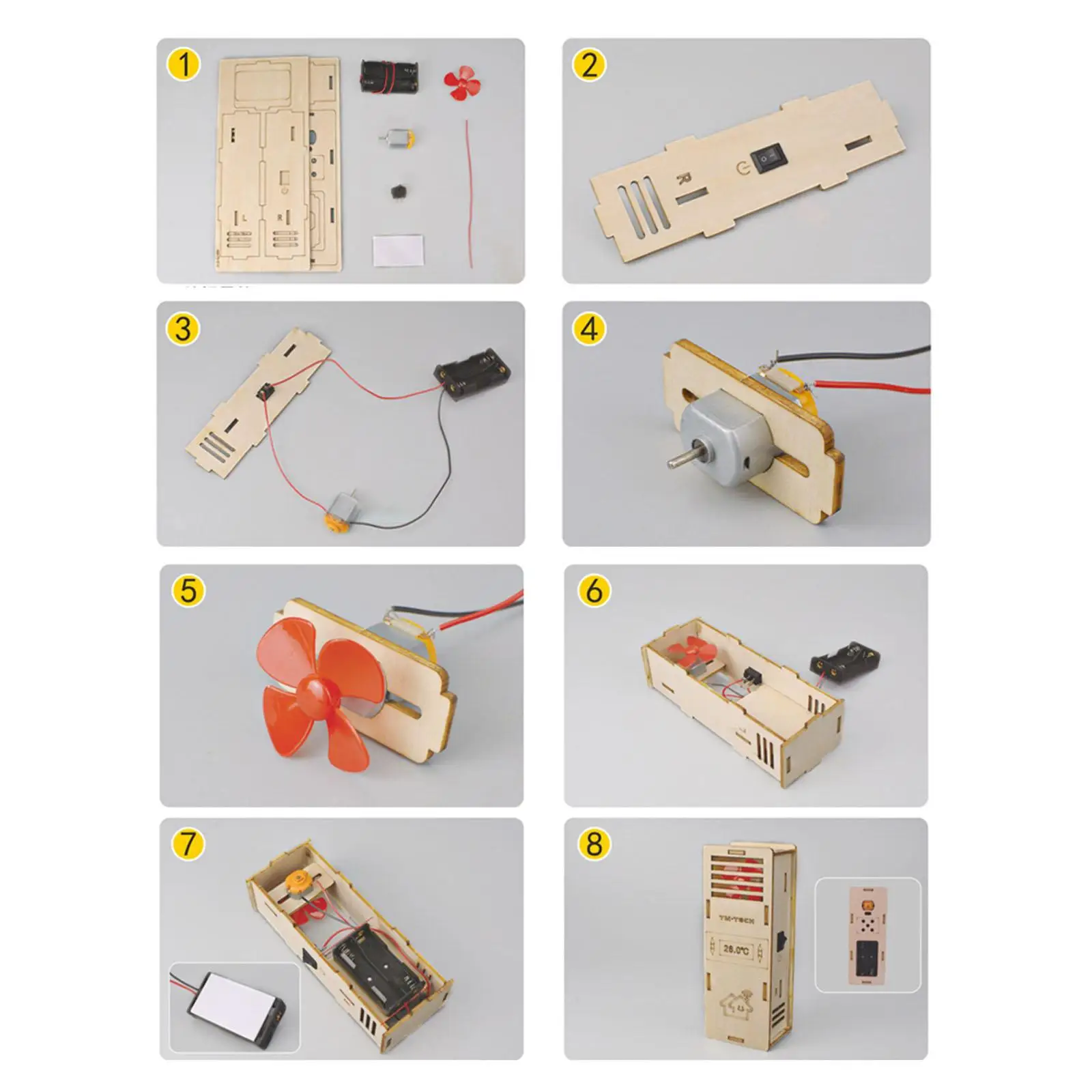 DIY Air Conditioner Model Kit Electric Building Project,Portable,Wooden Science Experiment Electronics Kit for Ages 10 and up
