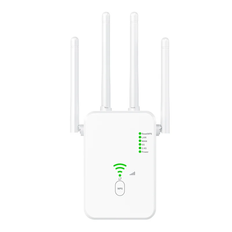 

1200M/300M WiFi Extender, Dual Band 5G/2.4G Signal Booster, Wireless Repeater for Home Router, US/EU/UK Plug
