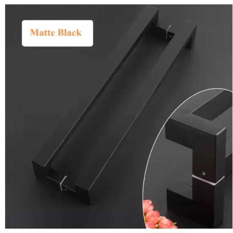 Stainless Steel CC400mm Glass Mounted Offset Square Back-to-Back Pull Handle Commercial Entrance