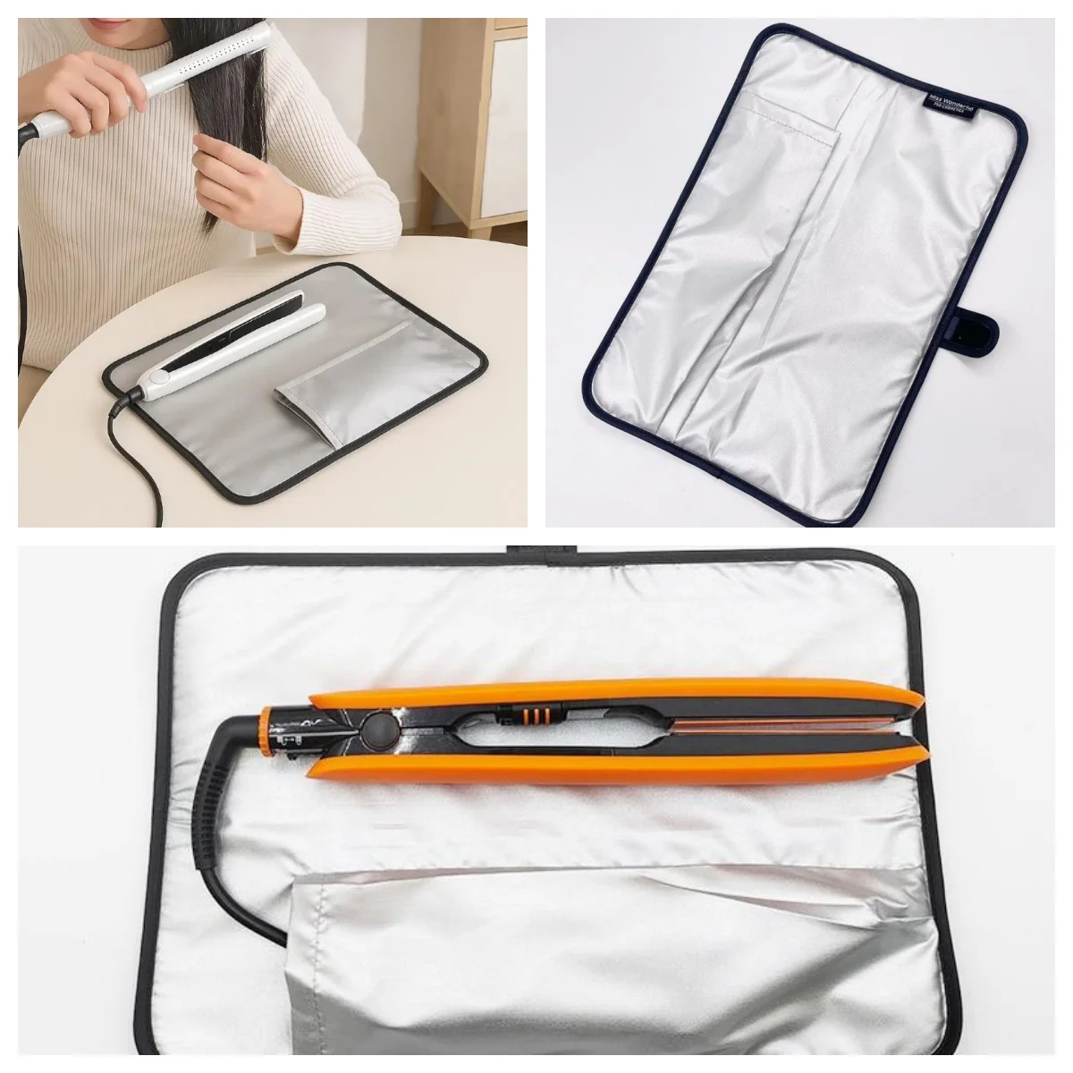 

Heat Resistant Hair Straightener Pouch Travel Case Curling Iron Holder Mat For Flat Storage Organizer Heatproof Beauty Tool