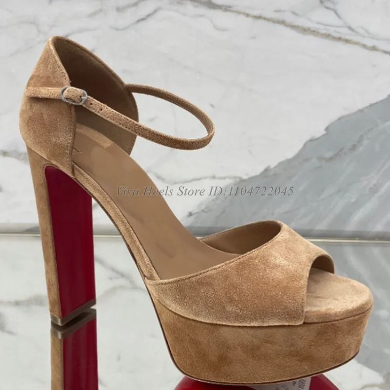 

2025 New in Platform Leather Chunky Heel Sandals Women's Suede Strap Black/Sliver/Orange High Heels Luxury Designer Party Shoes