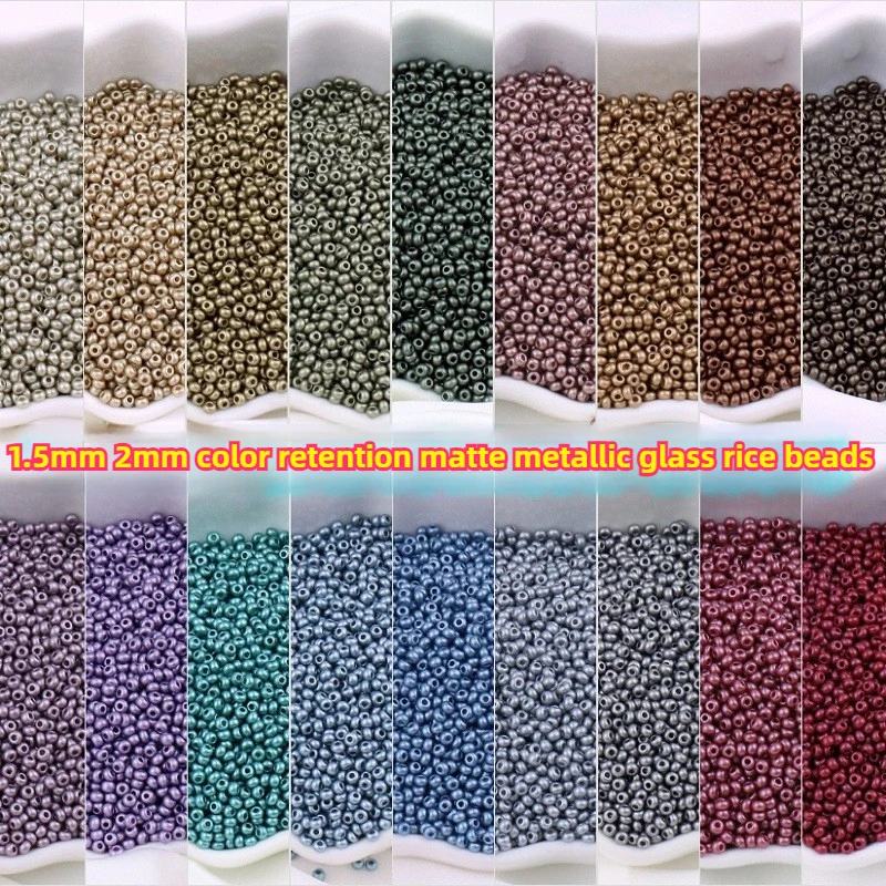 

1.5mm 2mm High Quality Color Retention Metallic Glass Rice Beads Handmade DIY Loose Beads Jewelry Accessories
