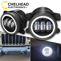 4 Inch 60W LED Fog Lights with White Halo Ring Drl Amber Turn Signal Light For Jeep Wrangler JK TJ LJ Dodge Chrysler Fog Lamps