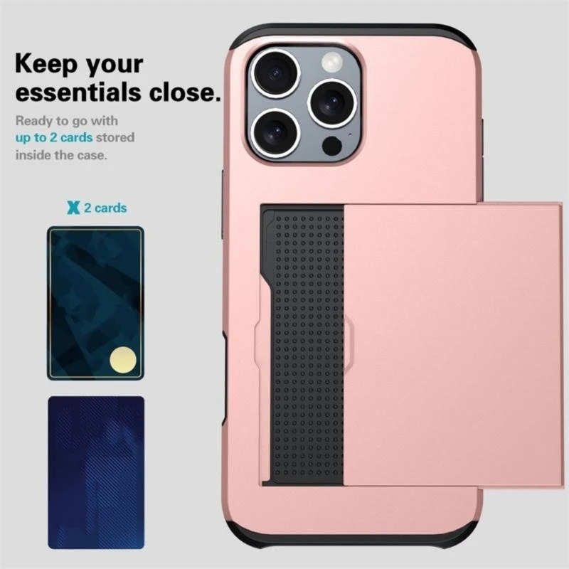 F68B Heavy Duty Wallet Case Double Layer Housing Cover for Phone with Concealed Card Holder Compartment and Shockproof Design