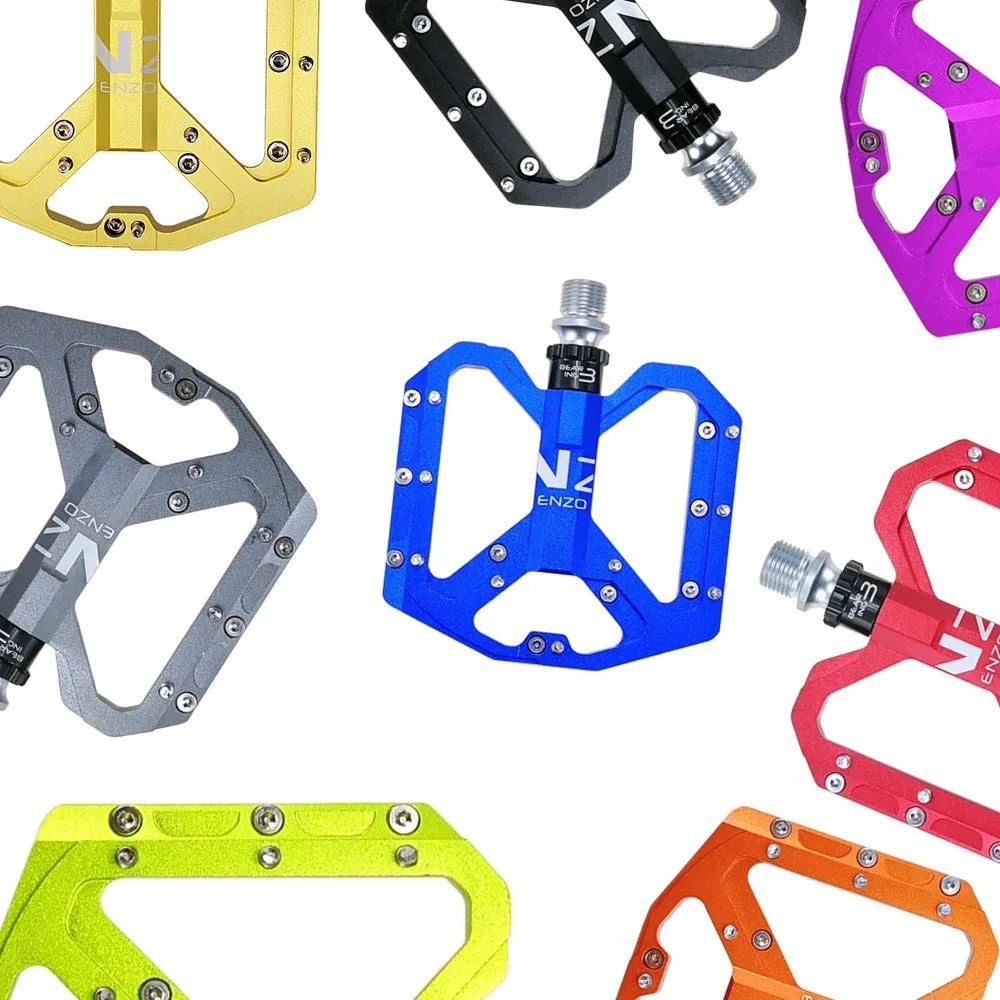 SHANMASHI ENZO CNC-machined Flat Bicycle Pedals for Mountain Bikes, featuring 6 Bearings, suitable for both MTB and Road Bicycle