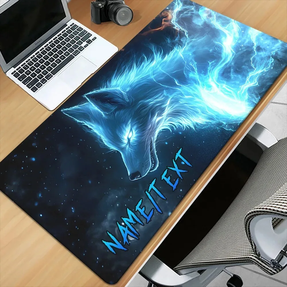 Custom Name Magic Wolf HD Printed XXL Mouse Mat, Multifunctional Gaming Keyboard Desk Pad for PC Gamers, Office Gift
