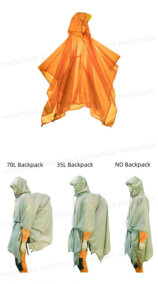Knot Regenmantel Outdoor Ultraleichter Regenponcho Camping Tragbarer 20D Doppelsilikon Wasserdichter Poncho für Wandern, Rucksackreisen, Reisen – Detail 1