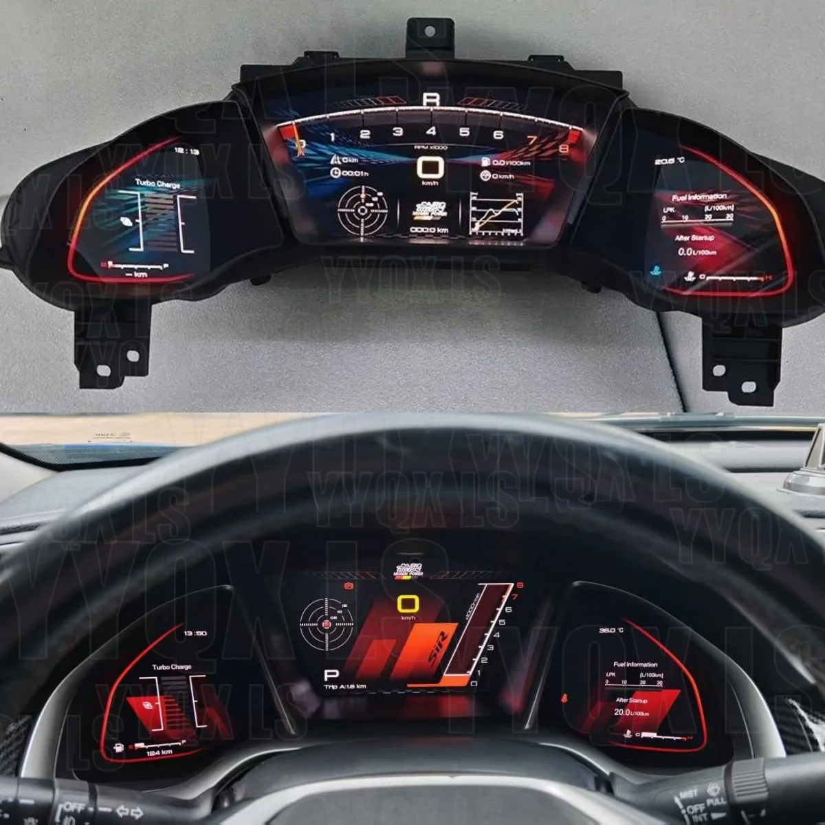 For Honda Civic 10th Gen 2016‑2021 Car Digital Cluster LCD Instrument Panel Speedometer Odometer Virtual Cockpit Dashboard